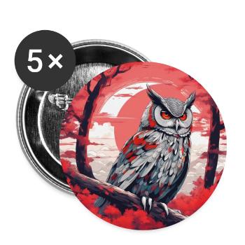 Anime owl at night - Buttons small 1''/25 mm (5-pack) - white - Front