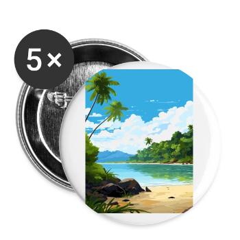 Parc national de l’île Cocos Costa Rica Souvenir - Lot de 5 petits badges (25 mm) - blanc - Devant