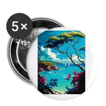 Barbados Caribbean Vintage Travel Poster Souvenir - Buttons small 1''/25 mm (5-pack) - white - Front