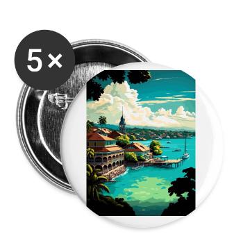 Ocho Rios Caribbean Vintage Travel Poster Souvenir - Buttons small 1''/25 mm (5-pack) - white - Front