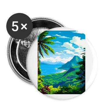 St. Lucia Karibik Vintage Reiseposter WPA - Buttons klein 25 mm (5er Pack) - Weiß - Vorne