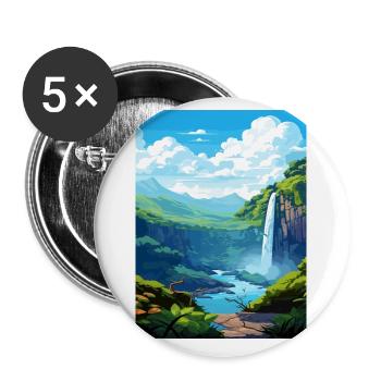 La Fortuna Waterfall Vintage Travel Poster WPA Art - Buttons small 1''/25 mm (5-pack) - white - Front
