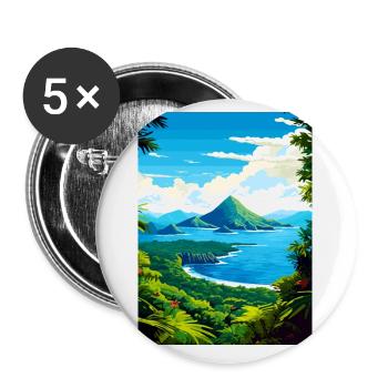 St. Lucia Karibik Vintage Reiseposter WPA - Buttons klein 25 mm (5er Pack) - Weiß - Vorne