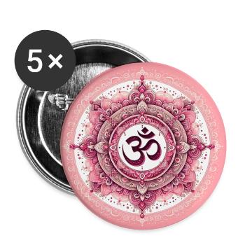 Symbole sacré hindou Aum Om - Lot de 5 petits badges (25 mm) - blanc - Devant