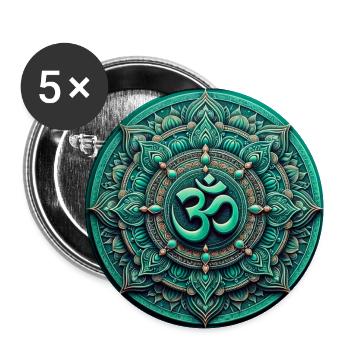 Aum Om Hinduistisches Heiliges Symbol - Buttons klein 25 mm (5er Pack) - Weiß - Vorne
