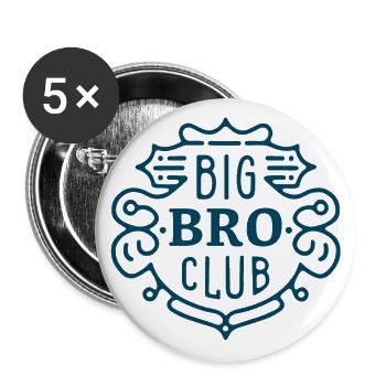 Big Bro Club, großer Bruder - Buttons klein 25 mm (5er Pack) - Weiß - Vorne