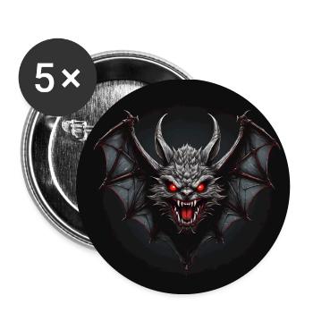 Devilish Bat Red Eyes Teeth - Buttons small 1''/25 mm (5-pack) - white - Front