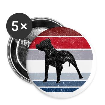 Pitbull Chien Race Rétro Animal Drôle - Lot de 5 petits badges (25 mm) - blanc - Devant