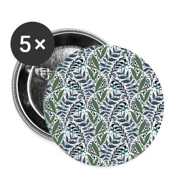 Motif sans couture / Motif / Feuilles à motifs - Lot de 5 petits badges (25 mm) - blanc - Devant