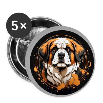 St. Bernard portrait in a circle - Buttons small 1''/25 mm (5-pack) - white - Front