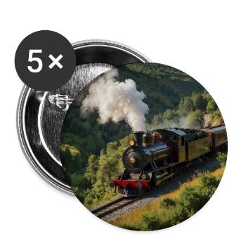 Nostalgic smoking steam locomotive with wagons - Buttons small 1''/25 mm (5-pack) - white - Front