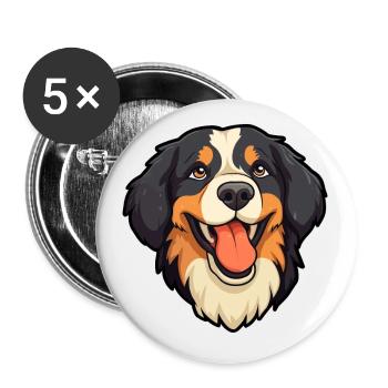 Bernese Mountain Dog Breed Watercolor Cartoon Kawa - Buttons small 1''/25 mm (5-pack) - white - Front