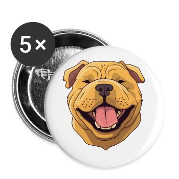 Chinois Shar Pei chien race aquarelle dessin animé Kawa - Lot de 5 petits badges (25 mm) - blanc - Devant