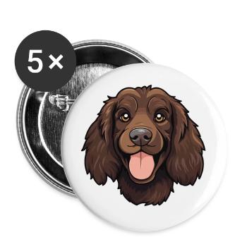 Boykin Épagneul chien race aquarelle dessin animé Kawaii - Lot de 5 petits badges (25 mm) - blanc - Devant