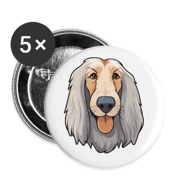 Lévrier afghan chien race aquarelle dessin animé Kawaii C - Lot de 5 petits badges (25 mm) - blanc - Devant