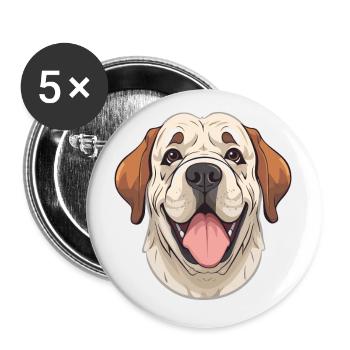 Mastiff chien race aquarelle dessin animé Kawaii Clipar - Lot de 5 petits badges (25 mm) - blanc - Devant
