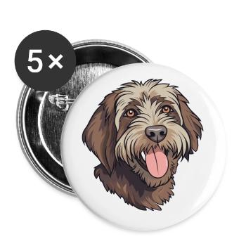 Pointage à poil dur Griffon chien race aquarelle C - Lot de 5 petits badges (25 mm) - blanc - Devant