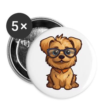 Norfolk Terrier Dog Breed Watercolor Cartoon Kawai - Buttons small 1''/25 mm (5-pack) - white - Front
