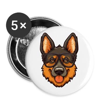 German Shepherd Dog Breed Watercolor Cartoon Kawai - Buttons small 1''/25 mm (5-pack) - white - Front