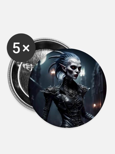 Vamp Alien - Buttons klein 25 mm (5er Pack) - Weiß