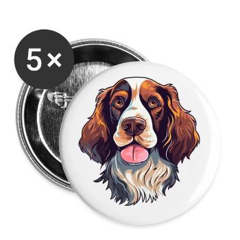 English Springer Spaniel Hunderasse Aquarellwagen - Buttons klein 25 mm (5er Pack) - Weiß - Vorne