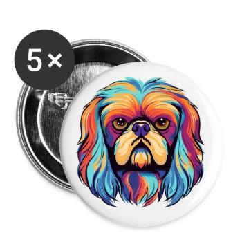 Pekinesische Hunderasse Aquarell Karikatur Kawaii Colo - Buttons klein 25 mm (5er Pack) - Weiß - Vorne