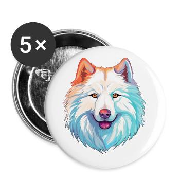 Samoyed Dog Breed Watercolor Cartoon Kawaii Colorf - Buttons small 1''/25 mm (5-pack) - white - Front