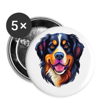Bernese Mountain Dog Breed Watercolor Cartoon Kawa - Buttons small 1''/25 mm (5-pack) - white - Front