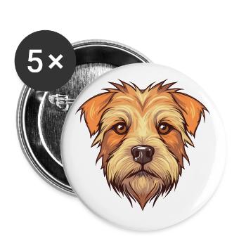 Norfolk Terrier Dog Breed Watercolor Cartoon Kawai - Buttons small 1''/25 mm (5-pack) - white - Front