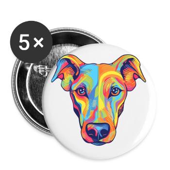 Lévrier chien race aquarelle dessin animé Kawaii Colo - Lot de 5 petits badges (25 mm) - blanc - Devant