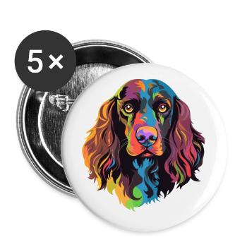 Boykin Épagneul chien race aquarelle dessin animé Kawaii - Lot de 5 petits badges (25 mm) - blanc - Devant