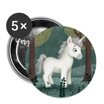 Unicorn Illustration - Buttons small 1''/25 mm (5-pack) - white - Front