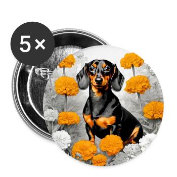 Dackel Dachshund Geschenk Kurzhaardackel Hundemama - Buttons klein 25 mm (5er Pack) - Weiß - Vorne