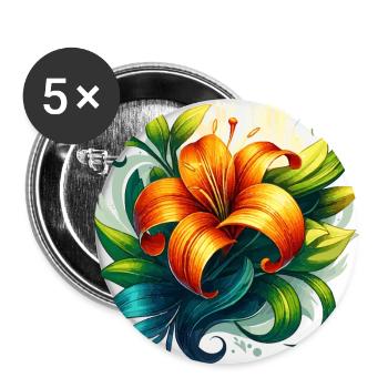 Strahlende BlüteGross - Buttons klein 25 mm (5er Pack) - Weiß - Vorne
