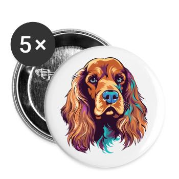 Cocker anglais Spaniel Chien Race Aquarelle Cartoo - Lot de 5 petits badges (25 mm) - blanc - Devant