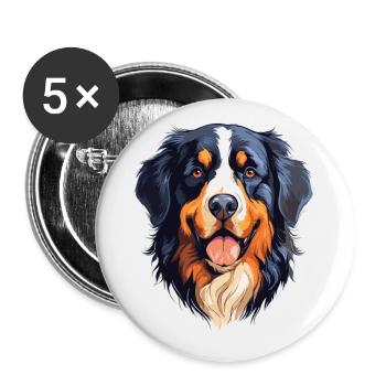 Bernese Mountain Dog Breed Watercolor Cartoon Kawa - Buttons small 1''/25 mm (5-pack) - white - Front