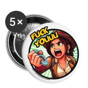 Wütende Sondlerin [brünett] - Buttons klein 25 mm (5er Pack) - Weiß - Vorne