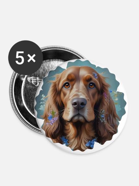 COCKER HUND - Buttons klein 25 mm (5er Pack) - Weiß