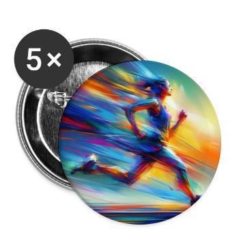 Femme qui court 2 - Lot de 5 petits badges (25 mm) - blanc - Devant