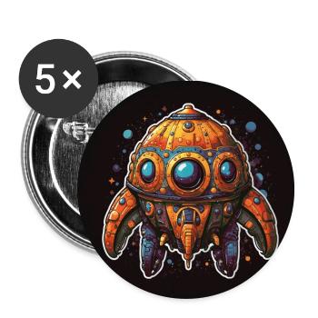 curieux vaisseau spatial fantastique vaisseau spatial - Lot de 5 petits badges (25 mm) - blanc - Devant