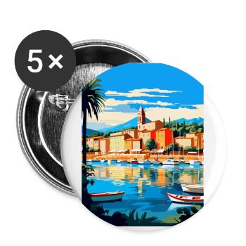 Saint Tropez Frankreich Vintage Reiseplakat Souvenir - Buttons klein 25 mm (5er Pack) - Weiß - Vorne