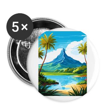 Bora Polynésie française Affiche de voyage vintage - Lot de 5 petits badges (25 mm) - blanc - Devant