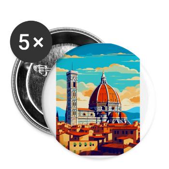 Florence Italie Affiche de voyage vintage Souvenir WPA - Lot de 5 petits badges (25 mm) - blanc - Devant