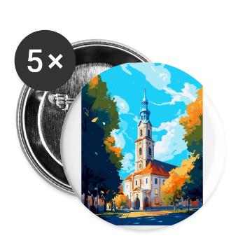 Bialystok Pologne Vintage Voyage Poster Art Mural - Lot de 5 petits badges (25 mm) - blanc - Devant