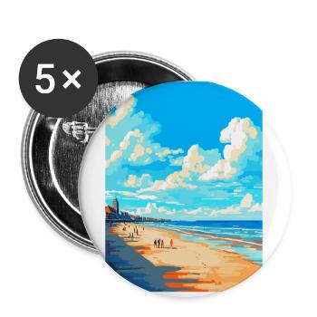 Affiche de voyage de Scheveningen Beach Netherlands WPA - Lot de 5 petits badges (25 mm) - blanc - Devant