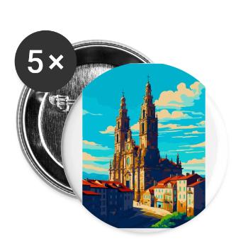 Santiago De Compostela Spanien Vintage Reiseposter - Buttons klein 25 mm (5er Pack) - Weiß - Vorne