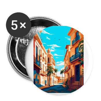 Valence Espagne Affiche de voyage vintage Souvenir WPA - Lot de 5 petits badges (25 mm) - blanc - Devant