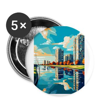 Almere Niederlande Vintage Reiseplakat Souvenir - Buttons klein 25 mm (5er Pack) - Weiß - Vorne
