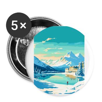 St. Moritz Schweiz Vintage Reiseplakat WPA - Buttons klein 25 mm (5er Pack) - Weiß - Vorne