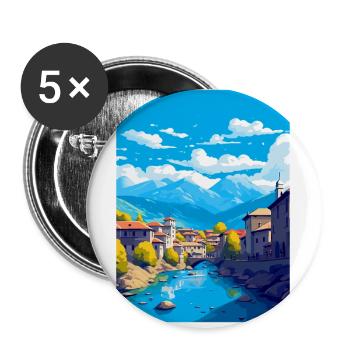 Sarajevo Bosnia Herzegovina Vintage Travel Poster - Buttons small 1''/25 mm (5-pack) - white - Front